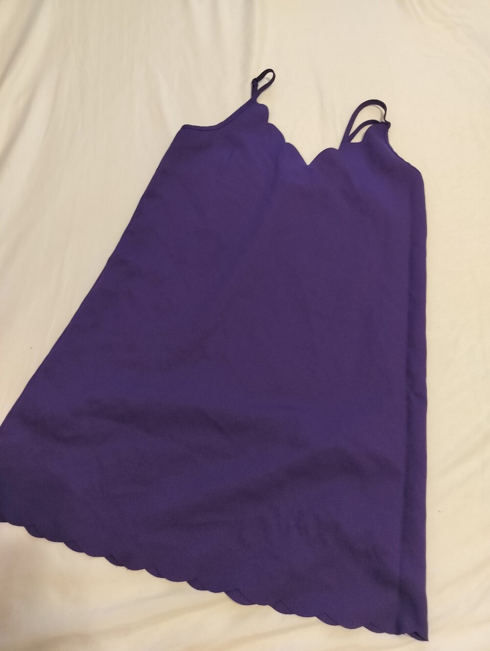 Purple Scallop-Edge Slip Dress